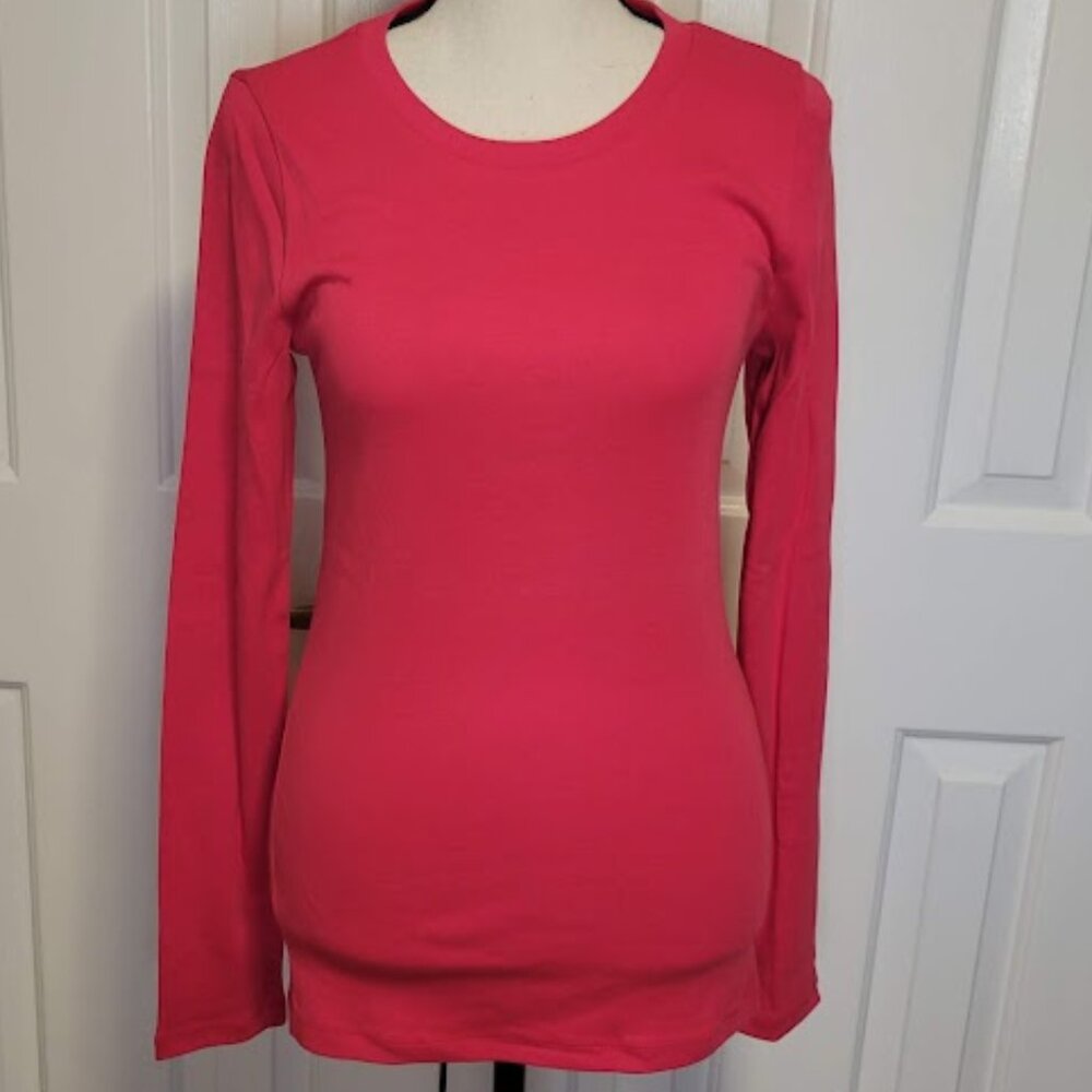 J.Crew Perfect Fit Long Sleeve Tee – Size Medium, Bright Pink
